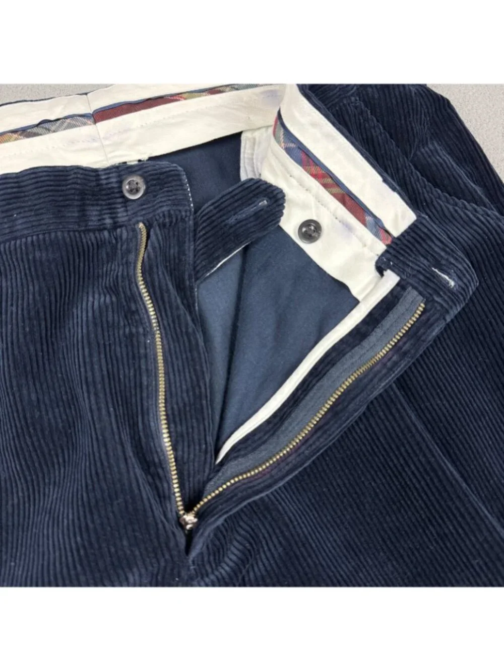 Polo Ralph Lauren Corduroy Pants 40x30 Mens Navy Blue Straight Leg Trousers VTG